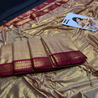 অরজিনাল লামা সিল্ক শাড়ি (গোল্ডেন কালার)
