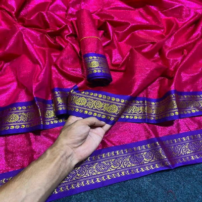 অরজিনাল লামা সিল্ক শাড়ি (ম্যাজেন্টা কালার)