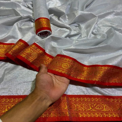 অরজিনাল লামা সিল্ক শাড়ি (সাদা কালার)