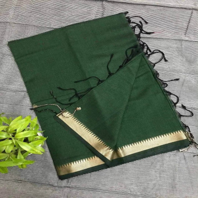 ঐতিহ্যবাহী সুতি কোটা শাড়ি (বোতল গ্রিন কালার)